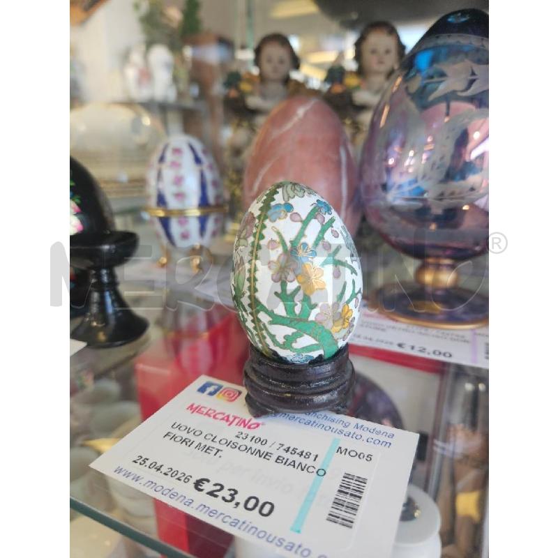 UOVO CLOISONNE BIANCO FIORI MET. | Mercatino dell'Usato Modena 1