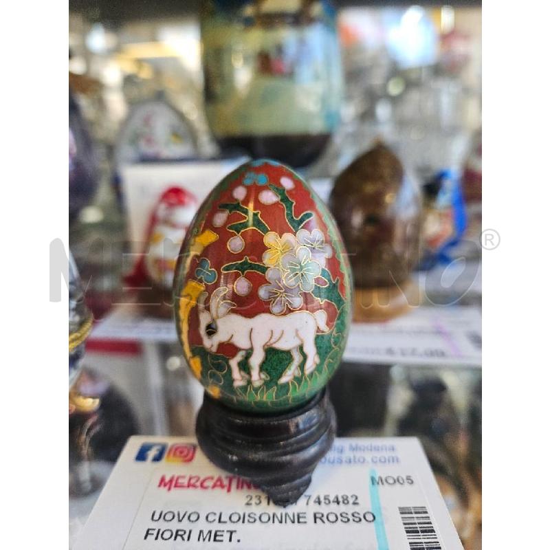 UOVO CLOISONNE ROSSO FIORI MET. | Mercatino dell'Usato Modena 1