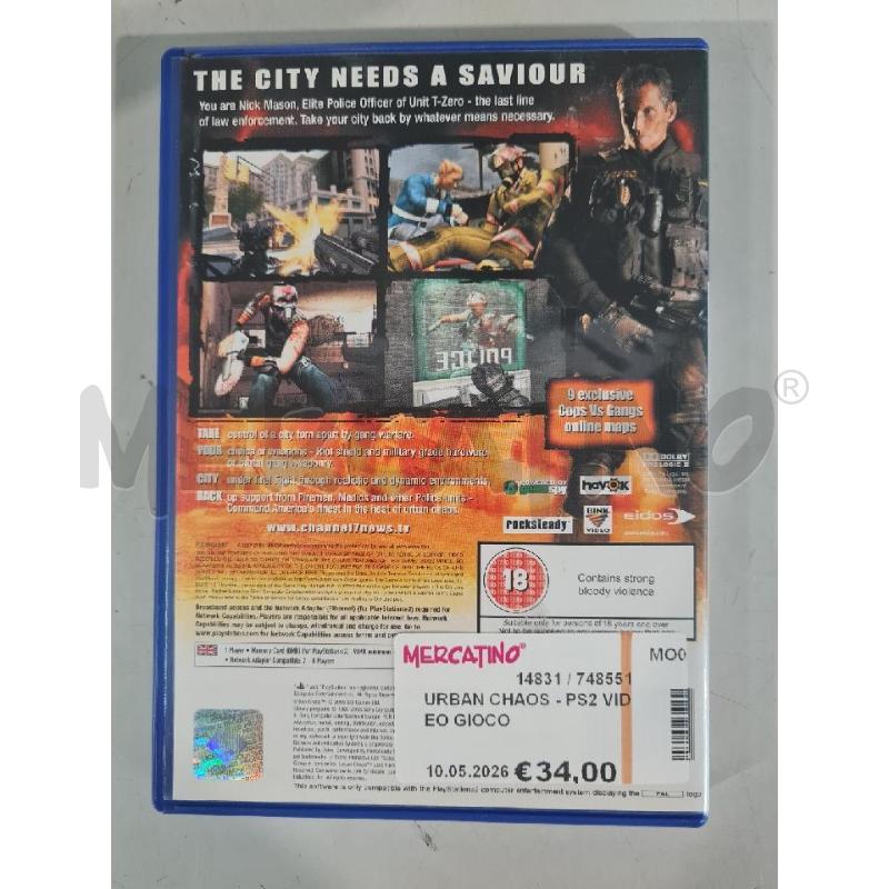 URBAN CHAOS - PS2 VIDEO GIOCO  | Mercatino dell'Usato Modena 3