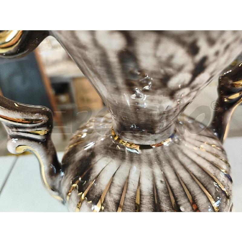 VASO ANFORA CER. CDM FIGURE BASSORILIEVO MARRONE DORATURE 35CM | Mercatino dell'Usato Modena 5