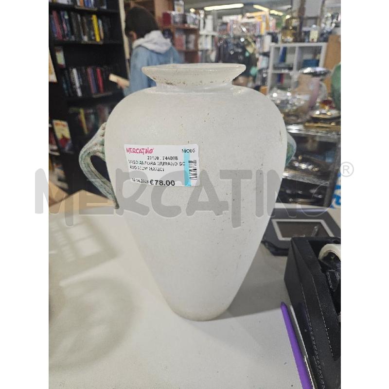 VASO ANFORA MURANO SCAVO 35CM MANICI VERDI SATINATO | Mercatino dell'Usato Modena 1