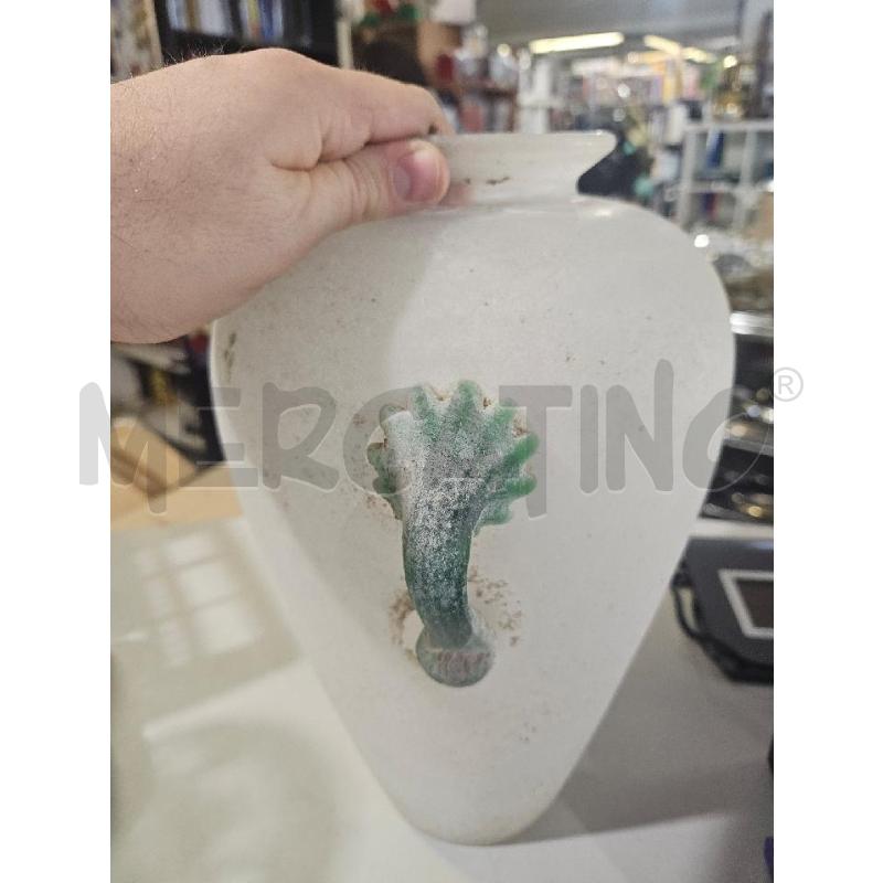 VASO ANFORA MURANO SCAVO 35CM MANICI VERDI SATINATO | Mercatino dell'Usato Modena 2