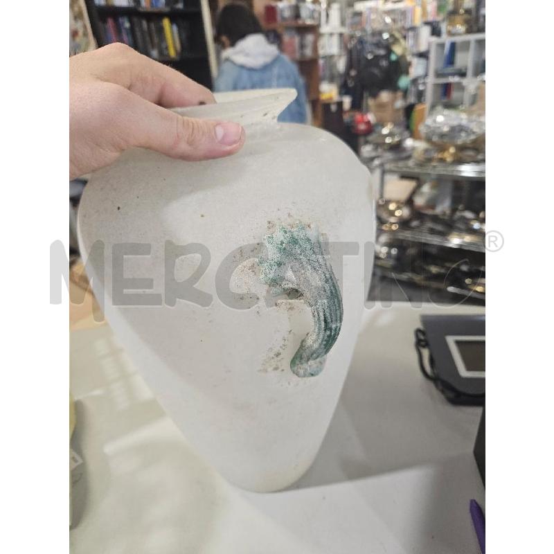 VASO ANFORA MURANO SCAVO 35CM MANICI VERDI SATINATO | Mercatino dell'Usato Modena 3