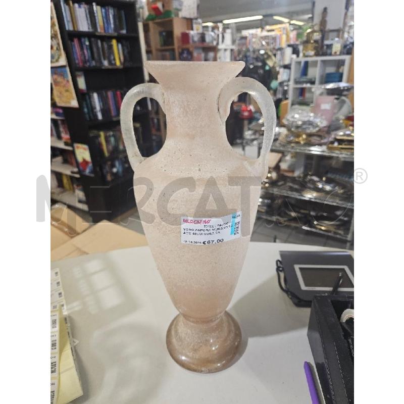 VASO ANFORA MURANO SCAVO 44CM ROSA SATINATO | Mercatino dell'Usato Modena 1