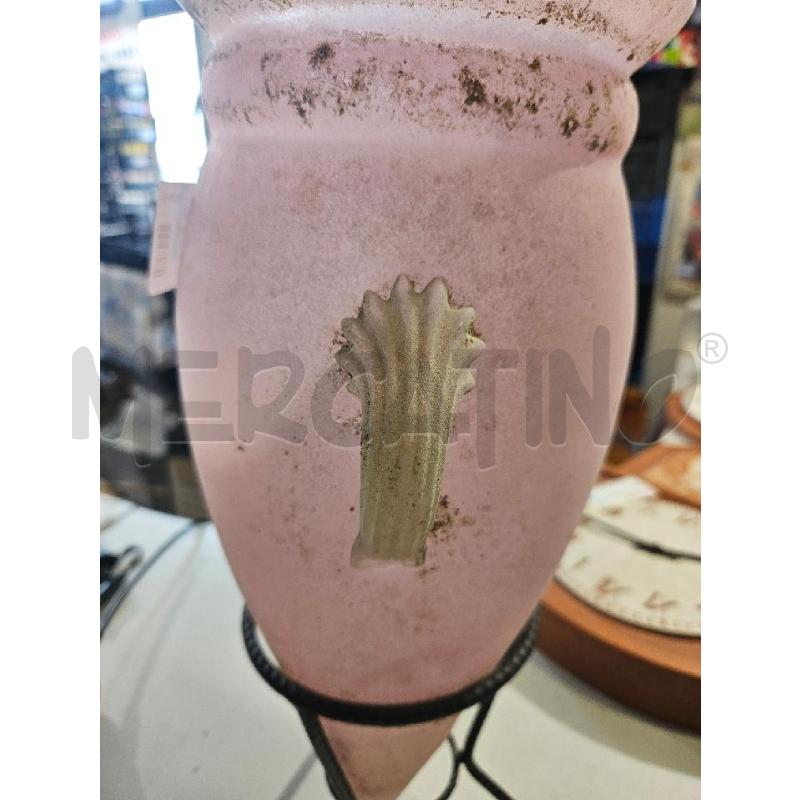 VASO ANFORA VETRO SATINATO ROSO CON SUPPORTO MET. | Mercatino dell'Usato Modena 2