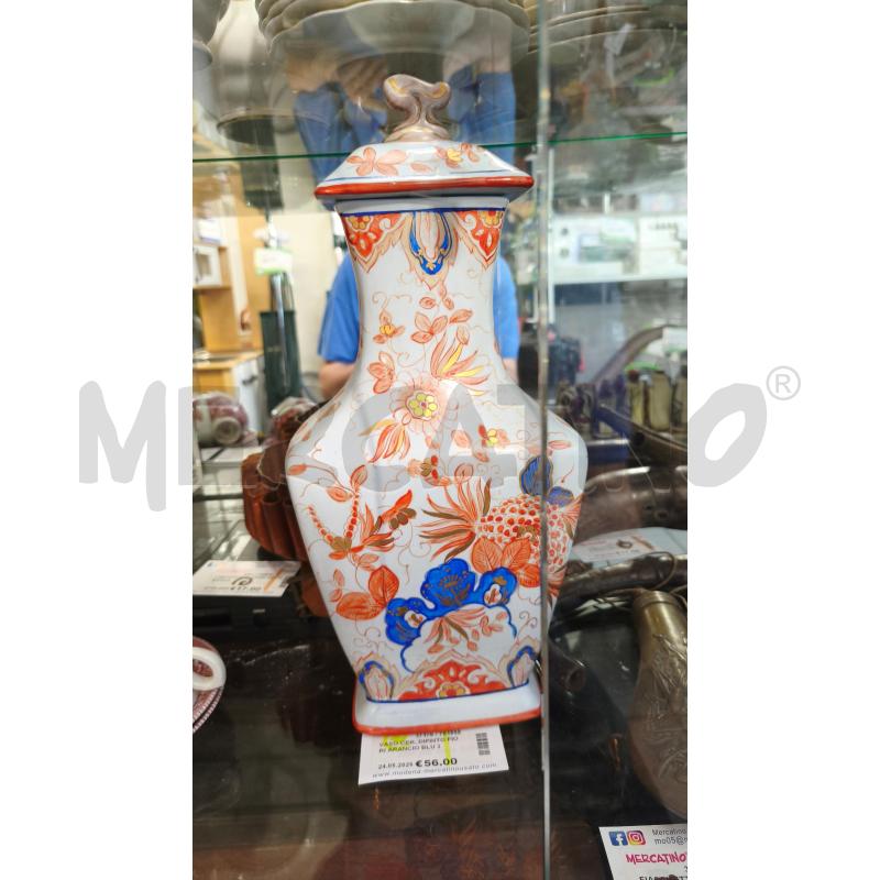 VASO CER. DIPINTO FIORI ARANCIO BLU 37CM | Mercatino dell'Usato Modena 1