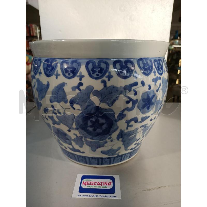 VASO CER. FISHBOWL 30CM BIANCA BLU | Mercatino dell'Usato Modena 1