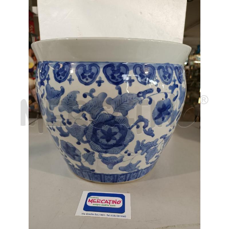VASO CER. FISHBOWL 30CM BIANCA BLU | Mercatino dell'Usato Modena 1