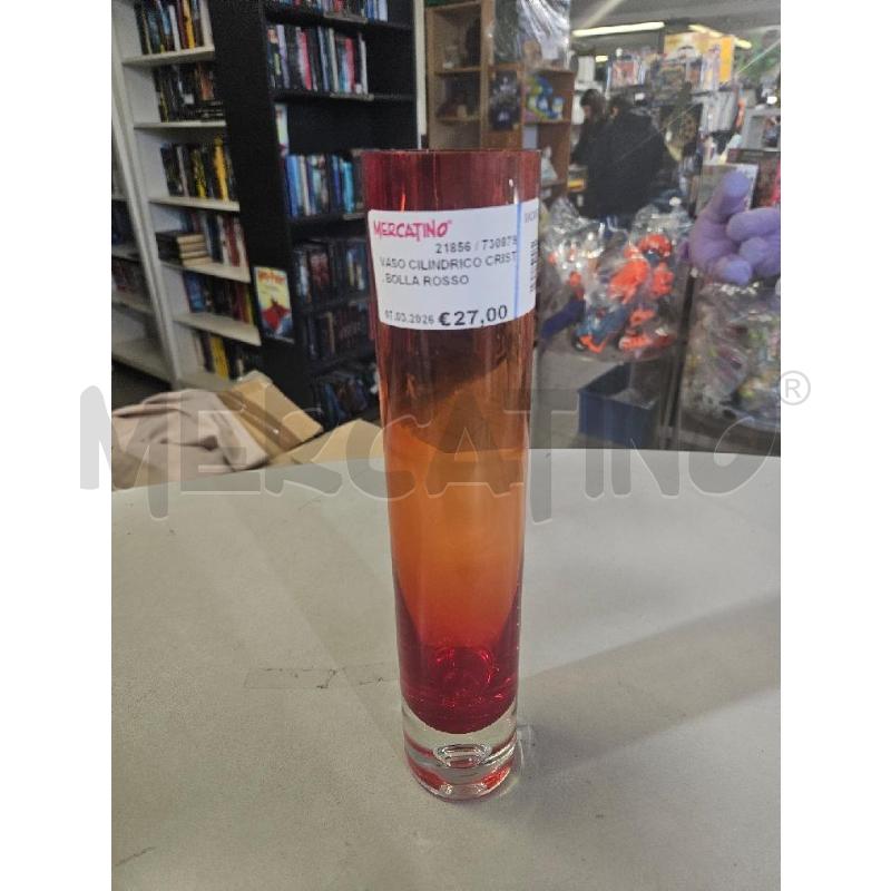VASO CILINDRICO CRIST. BOLLA ROSSO | Mercatino dell'Usato Modena 1