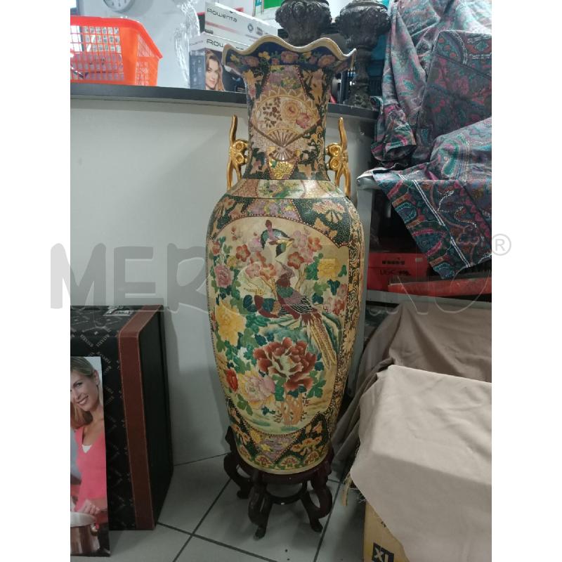 VASO CINESE FIORI 90CM + 20CM SUPPORTO LEGNO MANICI DORATI | Mercatino dell'Usato Modena 1