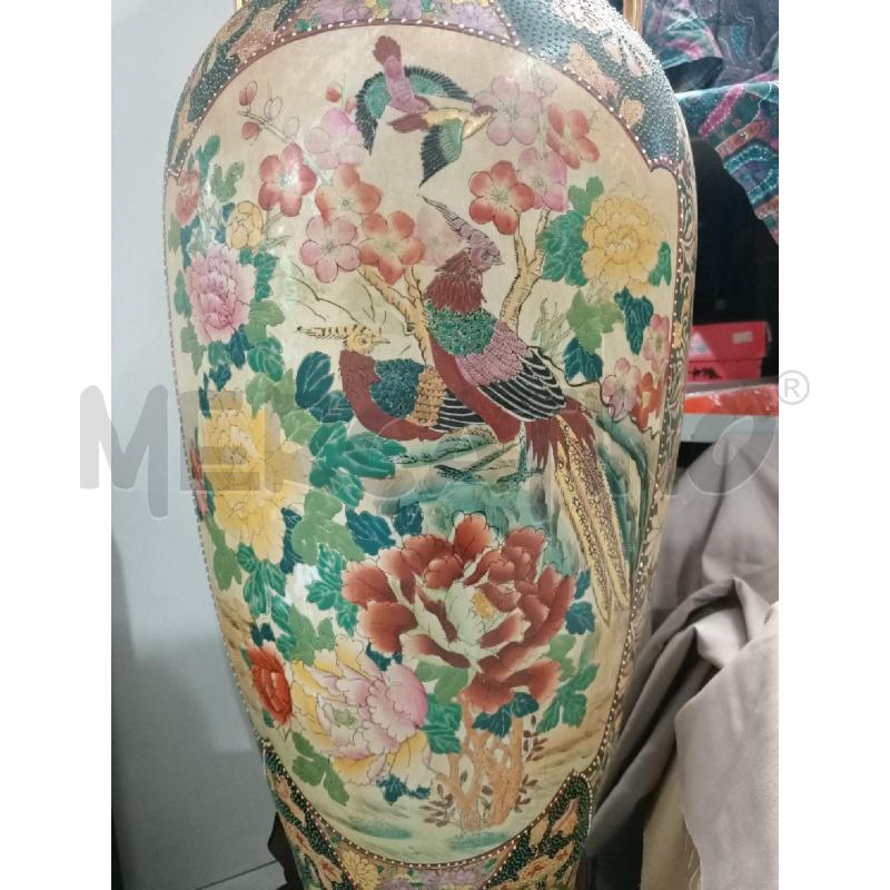 VASO CINESE FIORI 90CM + 20CM SUPPORTO LEGNO MANICI DORATI | Mercatino dell'Usato Modena 4