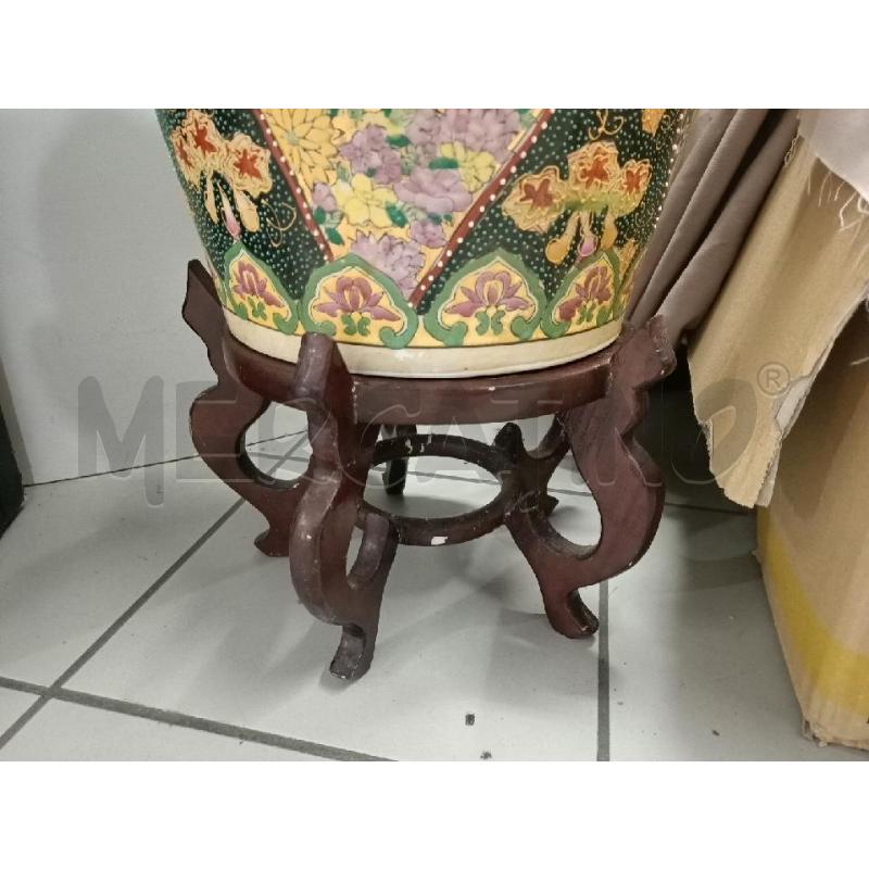 VASO CINESE FIORI 90CM + 20CM SUPPORTO LEGNO MANICI DORATI | Mercatino dell'Usato Modena 5