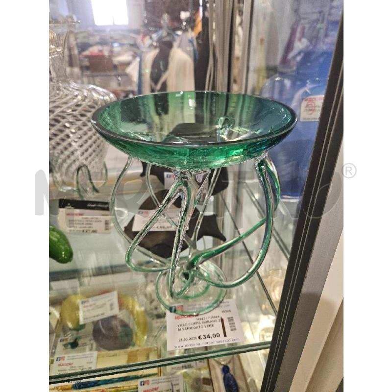VASO COPPA MURANO 23CM VARIEGATO VERDE | Mercatino dell'Usato Modena 1
