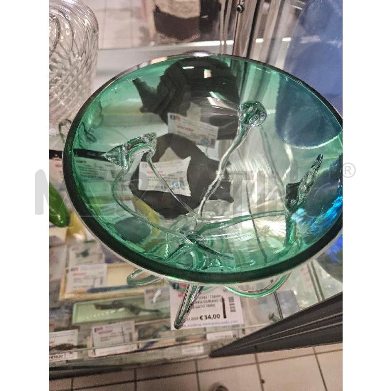 VASO COPPA MURANO 23CM VARIEGATO VERDE | Mercatino dell'Usato Modena 2