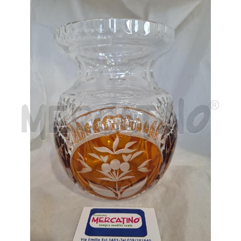 VASO CRIST. 21CM PARTI COLOR AMBRA | Mercatino dell'Usato Modena 1