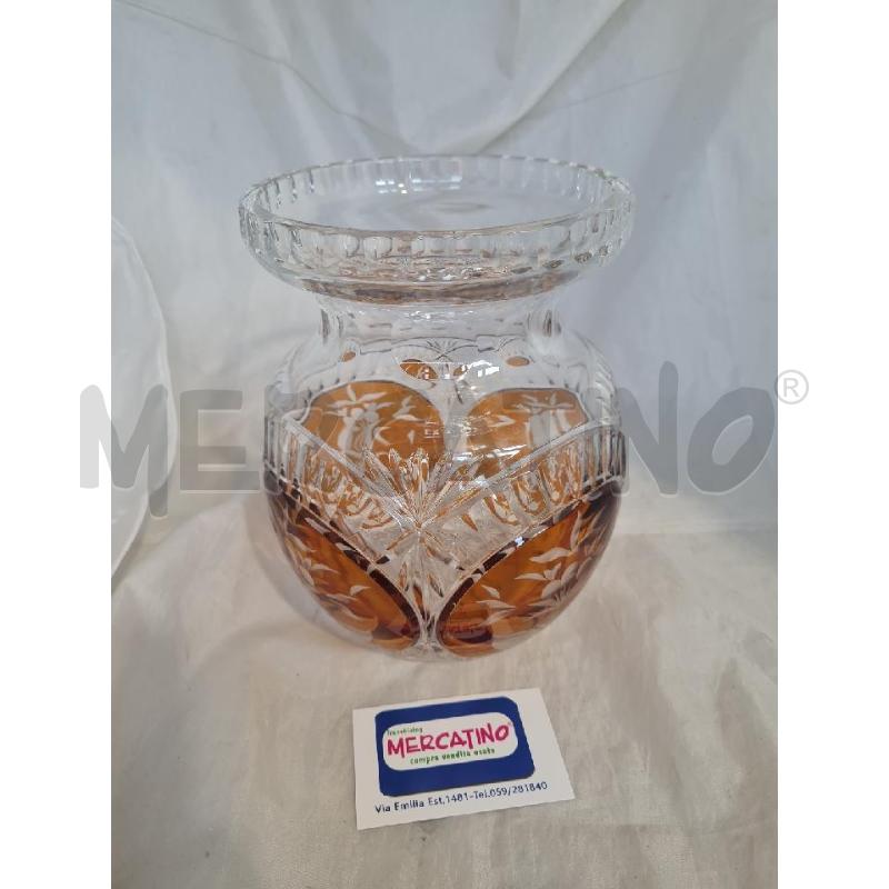 VASO CRIST. 21CM PARTI COLOR AMBRA | Mercatino dell'Usato Modena 2
