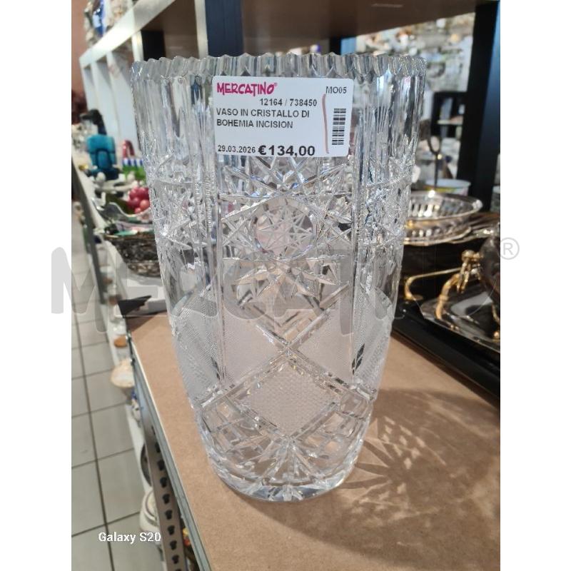 VASO IN CRISTALLO DI BOHEMIA INCISIONI CM 30X18 DIAM | Mercatino dell'Usato Modena 1
