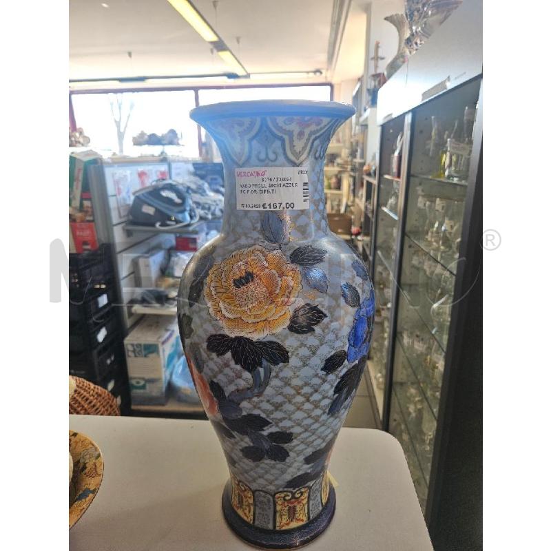 VASO PRCLL 46CM AZZURRO FIORI DIPINTI ORIENTALE | Mercatino dell'Usato Modena 1