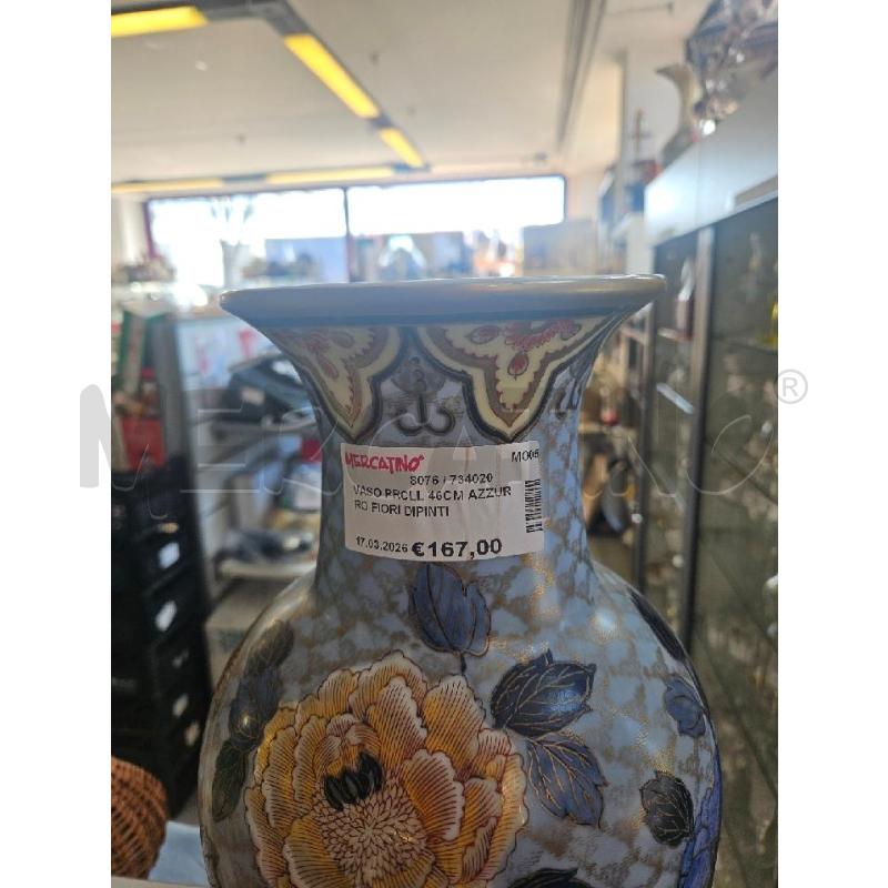VASO PRCLL 46CM AZZURRO FIORI DIPINTI ORIENTALE | Mercatino dell'Usato Modena 2