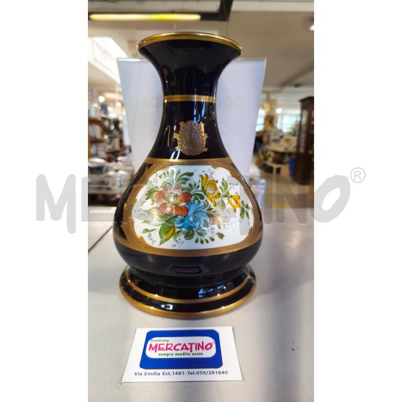 VASO PRCLL RICHELIEU 26X16CM FIORI BLU COBALTO DORATURA | Mercatino dell'Usato Modena 1