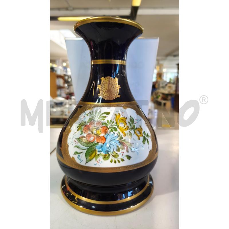VASO PRCLL RICHELIEU 26X16CM FIORI BLU COBALTO DORATURA | Mercatino dell'Usato Modena 2