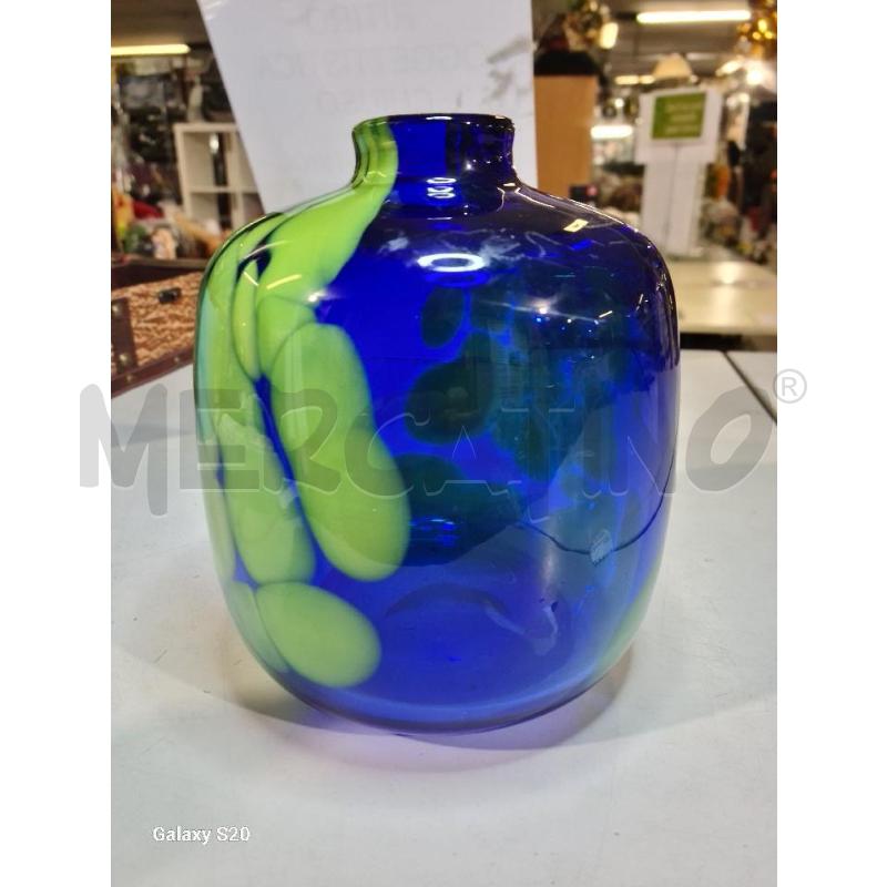 VASO VETRO 16CM BLU VERDE | Mercatino dell'Usato Modena 2