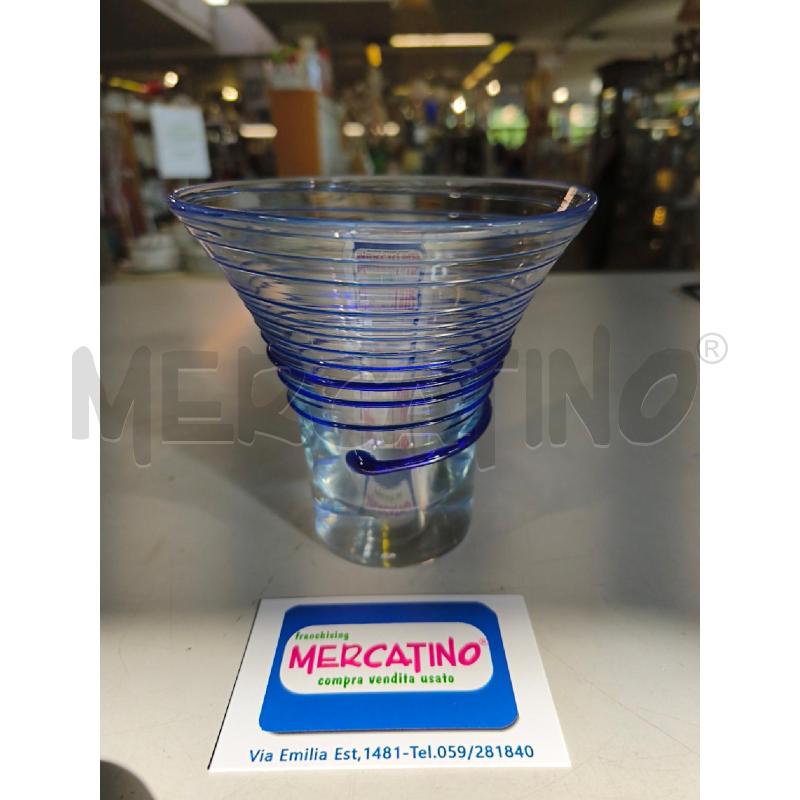 VASO VETRO SOFFIATO SPIRALE BLU | Mercatino dell'Usato Modena 1