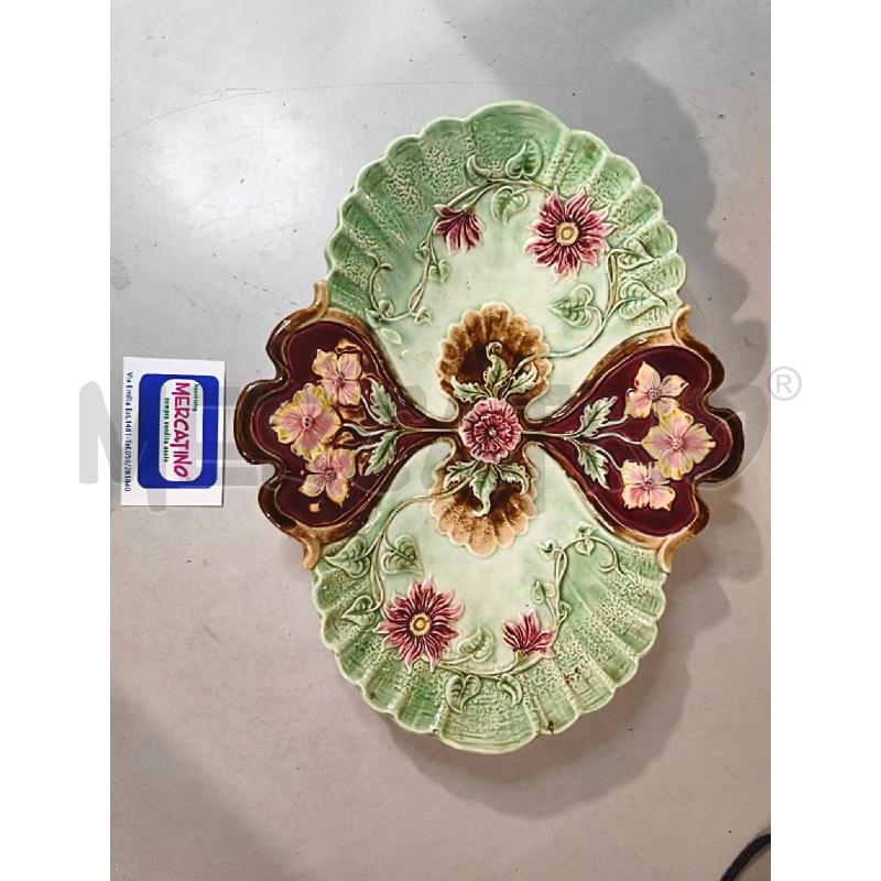 VASSOIO CER. 36CM ANTICO VERDE FIORI ROSA | Mercatino dell'Usato Modena 1