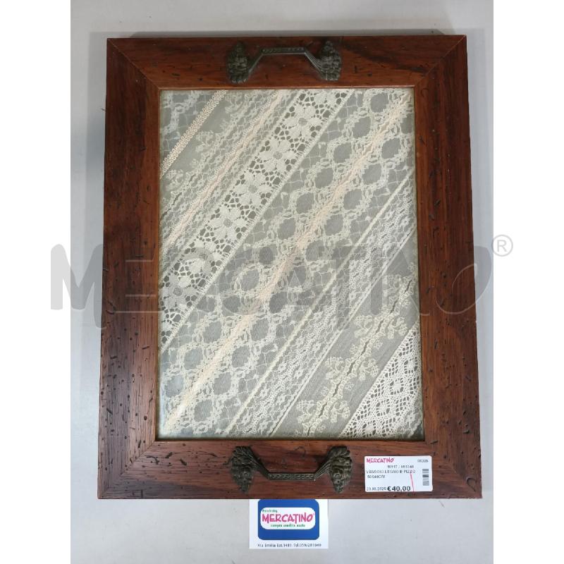 VASSOIO LEGNO E PIZZO 50X40CM | Mercatino dell'Usato Modena 1