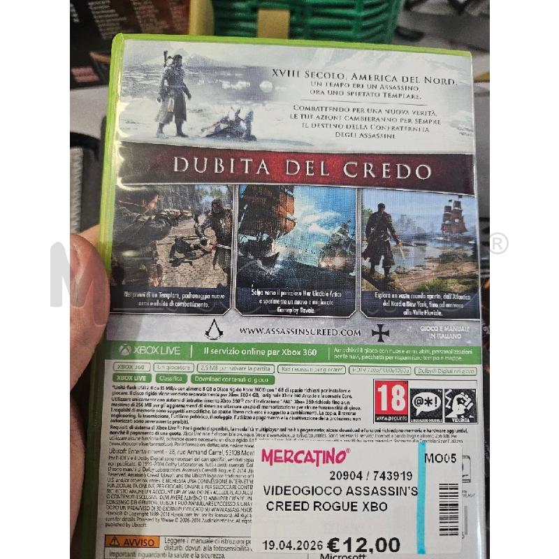 VIDEOGIOCO ASSASSIN'S CREED ROGUE XBOX 360 | Mercatino dell'Usato Modena 2
