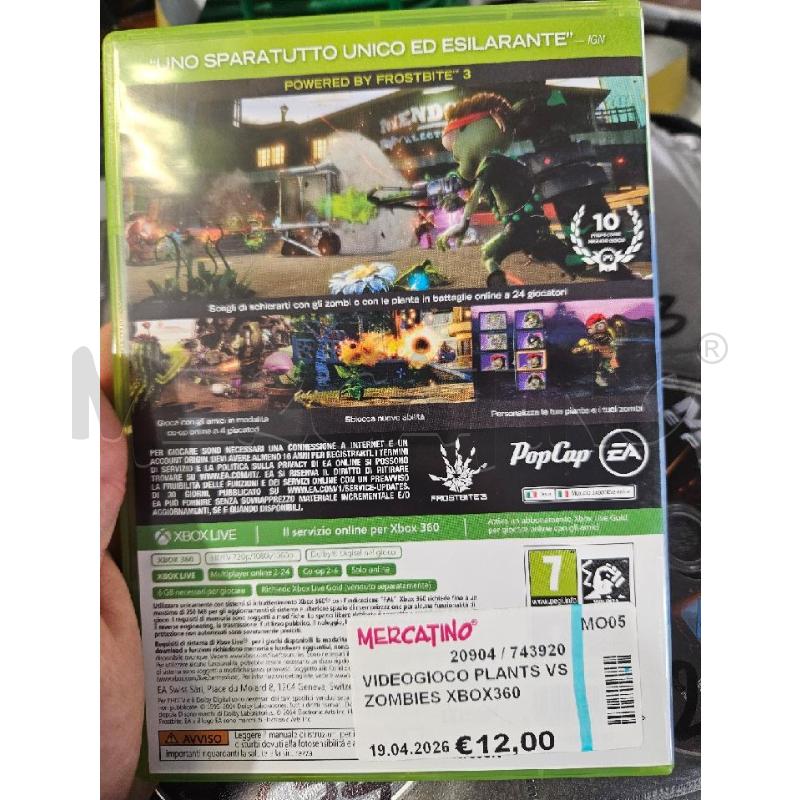 VIDEOGIOCO PLANTS VS ZOMBIES XBOX360  | Mercatino dell'Usato Modena 2