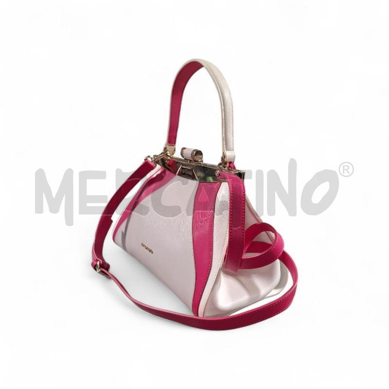 BORSA DONNA CROMIA RIGIDA ROSA E BIANCA  | Mercatino dell'Usato Carrara 2
