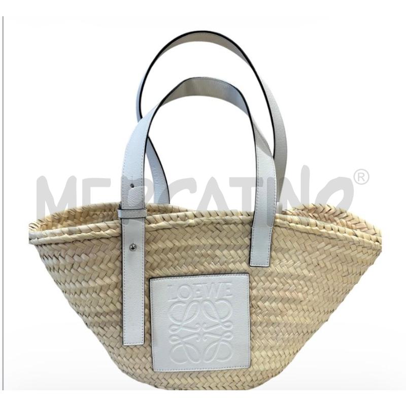 BORSA DONNA LOEWE PAGLIA E PELLE BIANCA  | Mercatino dell'Usato Carrara 1