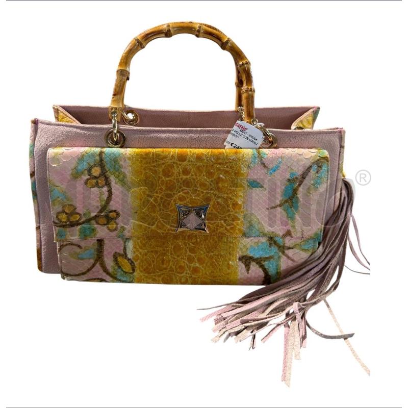 BORSA PELLE CON MANICI IN BAMBOO | Mercatino dell'Usato Carrara 1