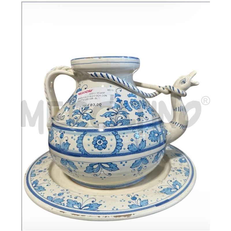 BROCCA COLLO OCA CON PIATTO DECORI BLU | Mercatino dell'Usato Carrara 1