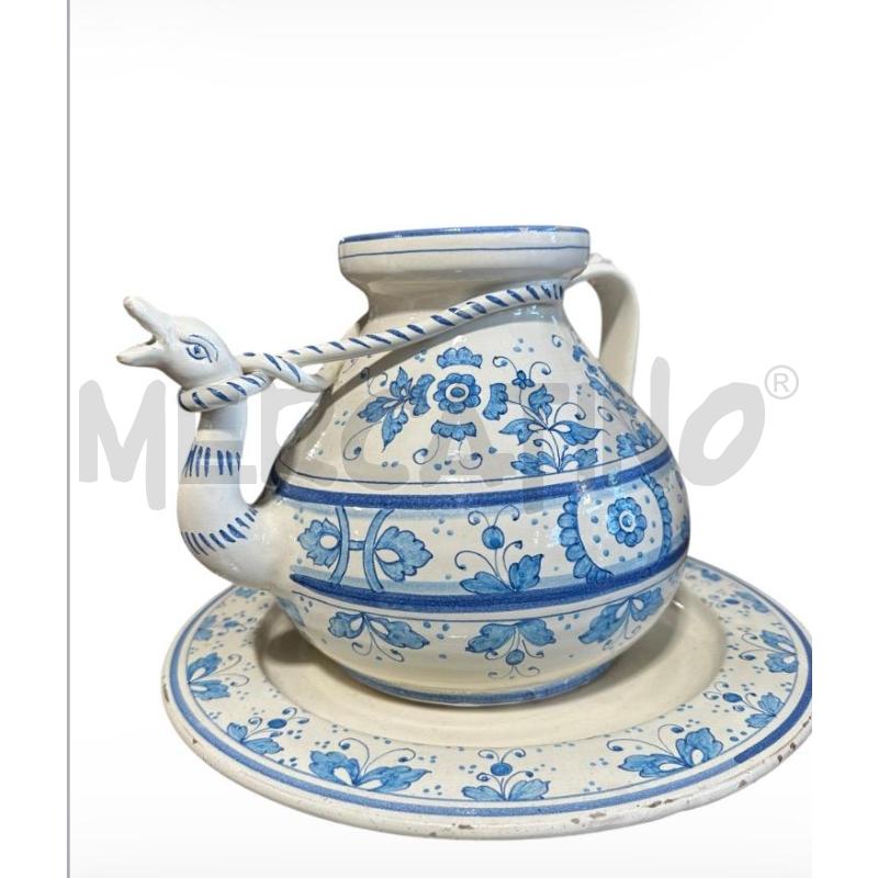 BROCCA COLLO OCA CON PIATTO DECORI BLU | Mercatino dell'Usato Carrara 2