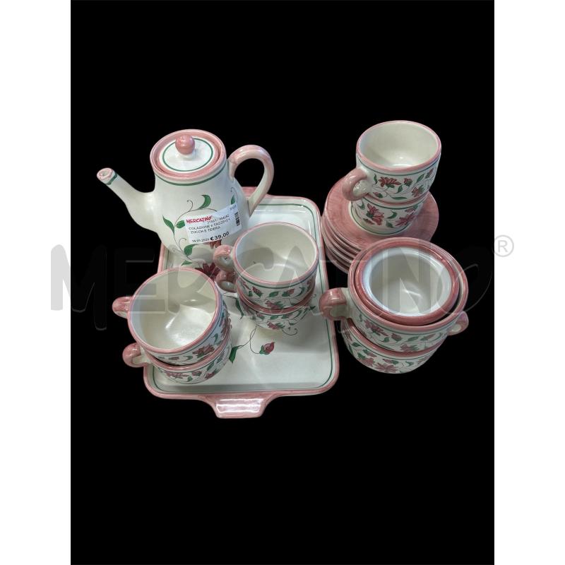 COLAZIONE 6 TAZZE+2 + ZUCCH E TEIERA BORDO ROSA DIS FIORE | Mercatino dell'Usato Carrara 1