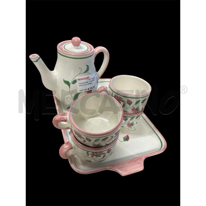 COLAZIONE 6 TAZZE+2 + ZUCCH E TEIERA BORDO ROSA DIS FIORE | Mercatino dell'Usato Carrara 2