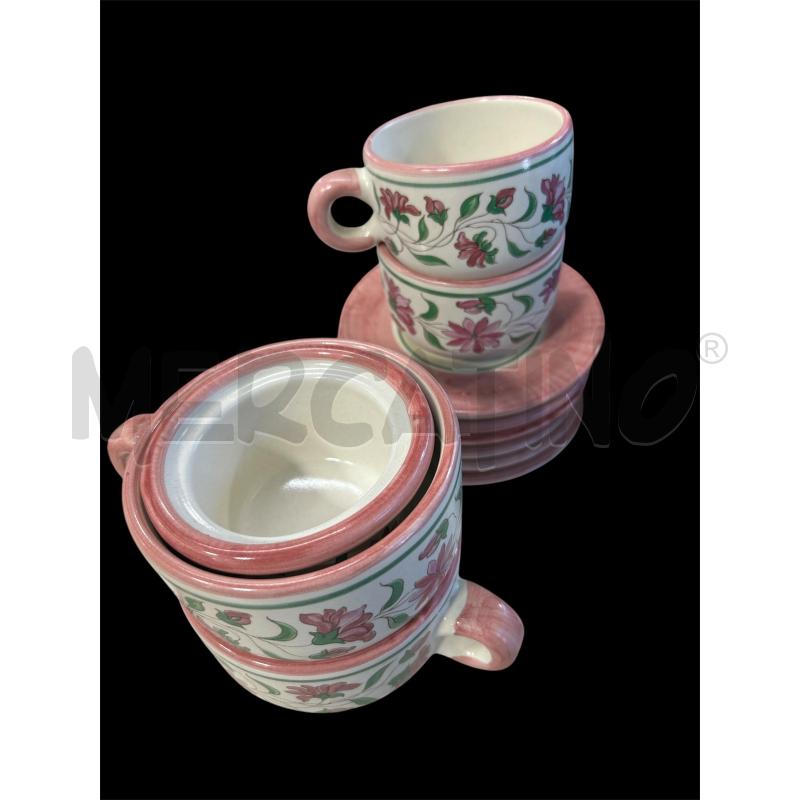 COLAZIONE 6 TAZZE+2 + ZUCCH E TEIERA BORDO ROSA DIS FIORE | Mercatino dell'Usato Carrara 3