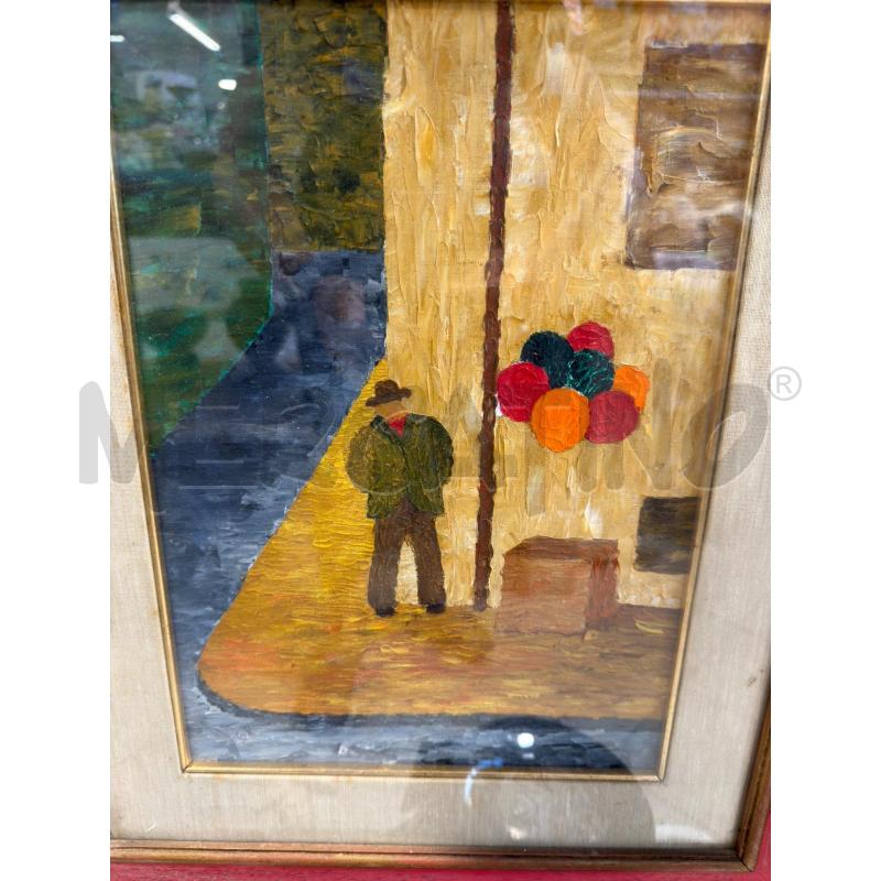 DIPINTO UOMO CON CAPPELLO IN VICOLO  | Mercatino dell'Usato Carrara 2