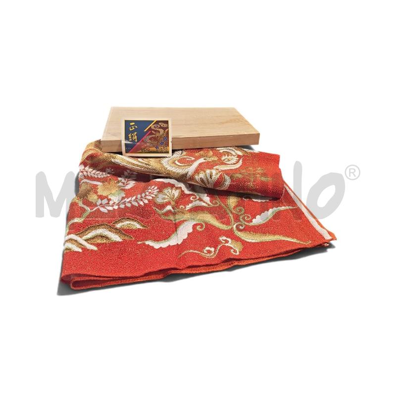FOULARD GIAPPONESE SETA ARANCIONE PAVONE | Mercatino dell'Usato Carrara 1