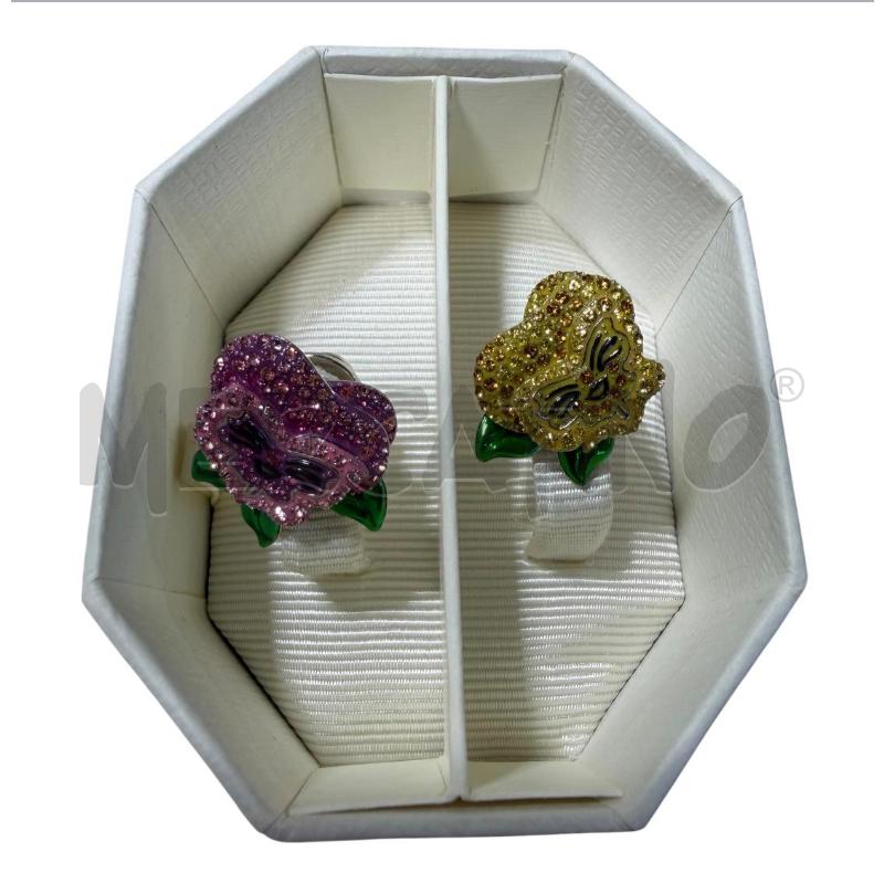 ORECCHINI SWAROVSKI LOBO CUORI ROSA GIALLO FOGLIOLINE VERDI | Mercatino dell'Usato Carrara 1
