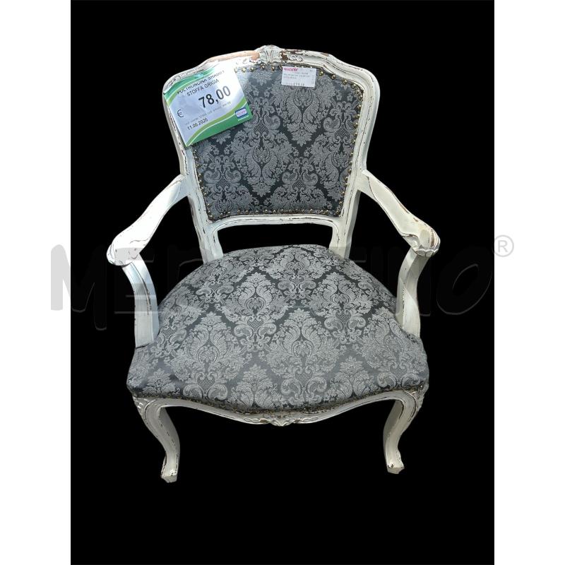 POLTRONCINA SHABBY STOFFA GRIGIA  | Mercatino dell'Usato Carrara 1