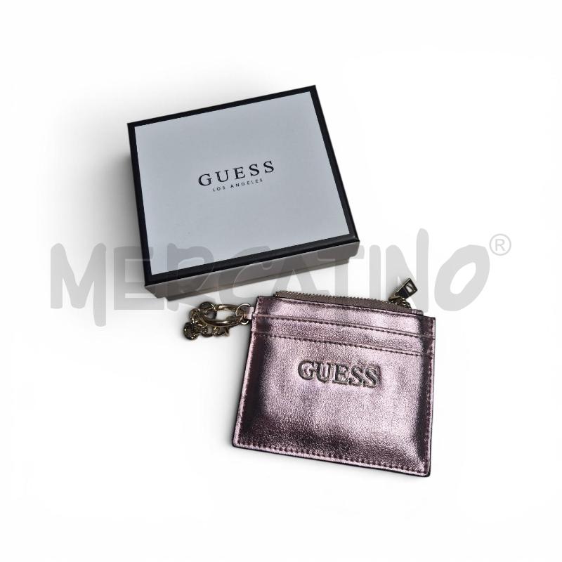 PORTA TESSERE GUESS ROSA METALLICO CON PORTACHIAVI | Mercatino dell'Usato Carrara 1