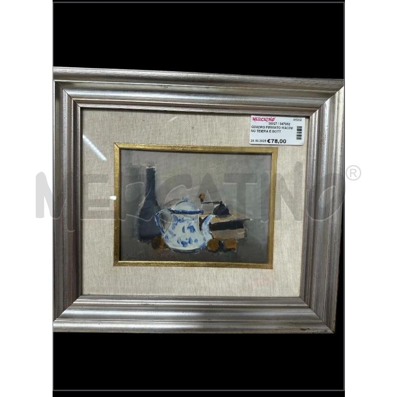 QUADRO FIRMATO MACININO TEIERA E BOTTIGLIA 20X15 | Mercatino dell'Usato Carrara 1