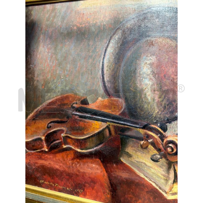 QUADRO FIRMATO N.MORTA CON STRUMENTO MUSICALE  | Mercatino dell'Usato Carrara 2