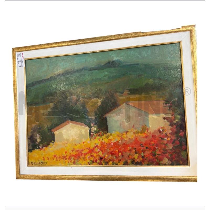 QUADRO FIRMATO VEDUTA CAMPAGNA 2 CASE  | Mercatino dell'Usato Carrara 1