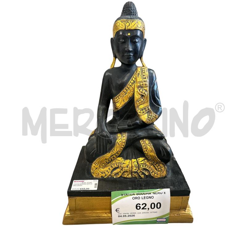 STATUA BUDDHA NERO E ORO LEGNO | Mercatino dell'Usato Carrara 1
