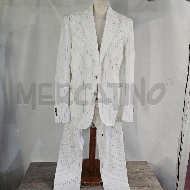 COMPLETO UOMO  LINO BIANCO GESSATO 3 PZ | Mercatino dell'Usato Casoria 1