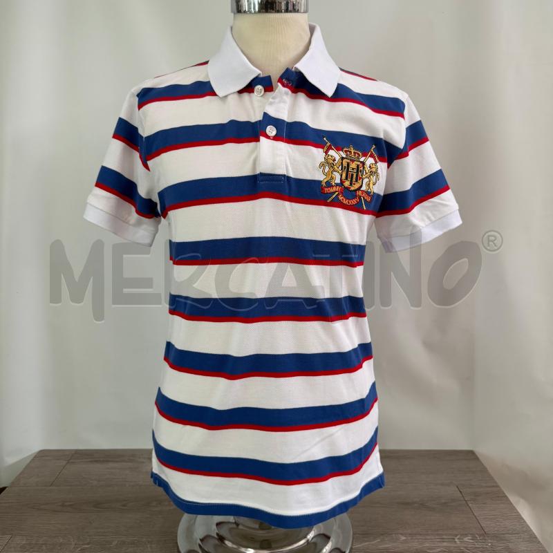 POLO UOMO TOMMY H RIGHE BIANCO BLU | Mercatino dell'Usato Casoria 1